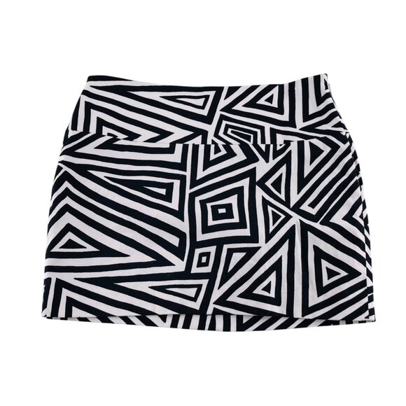 Express Design Studio Black & White Geometric Print Short Skirt Size 2 - Picture 1 of 5